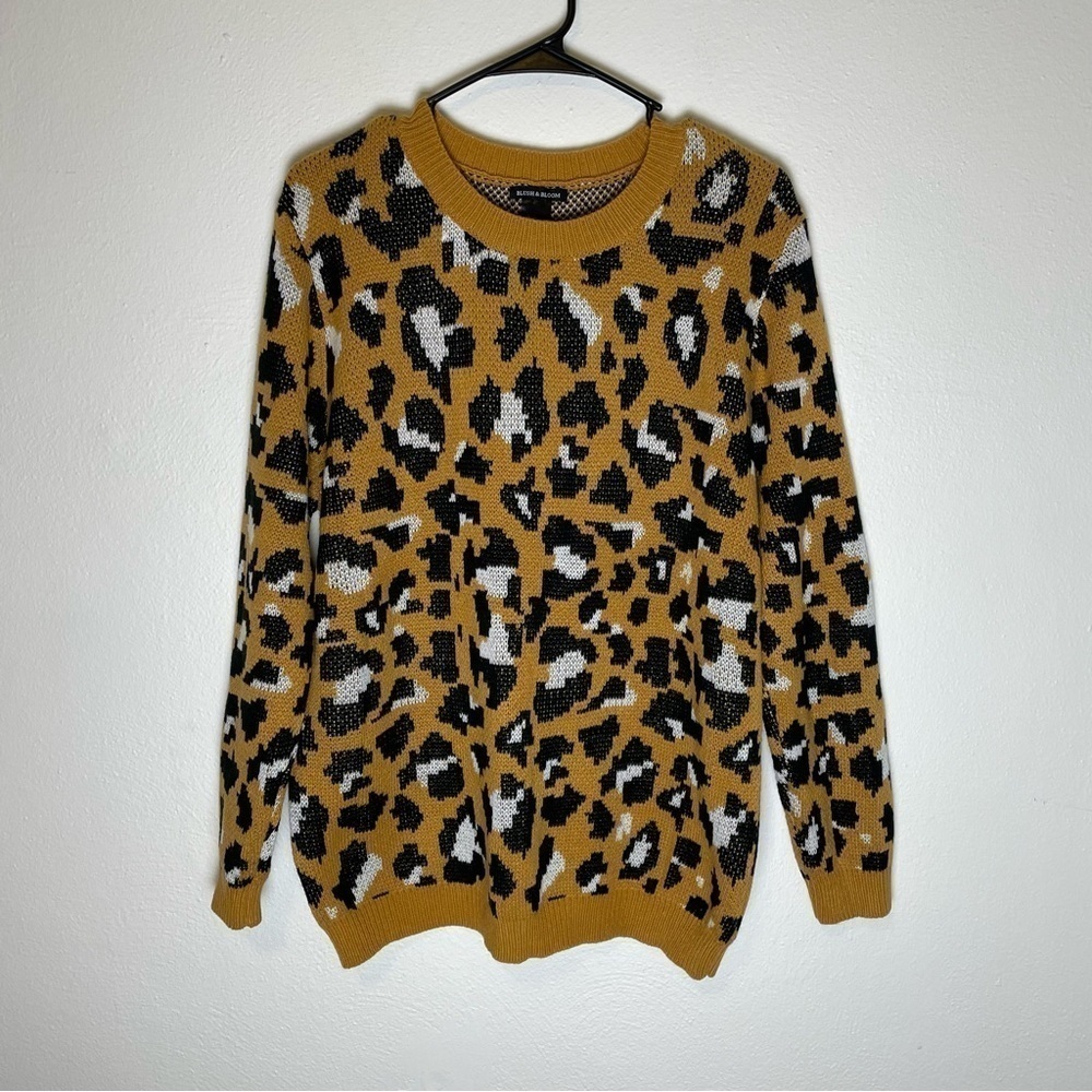 Blush & Bloom Leopard Cheetah Print Crewneck Sweater